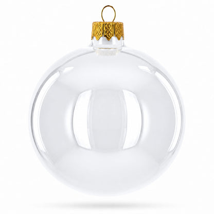 Set of 6 White Glossy Glass Ball Christmas Ornaments 3.25 Inches