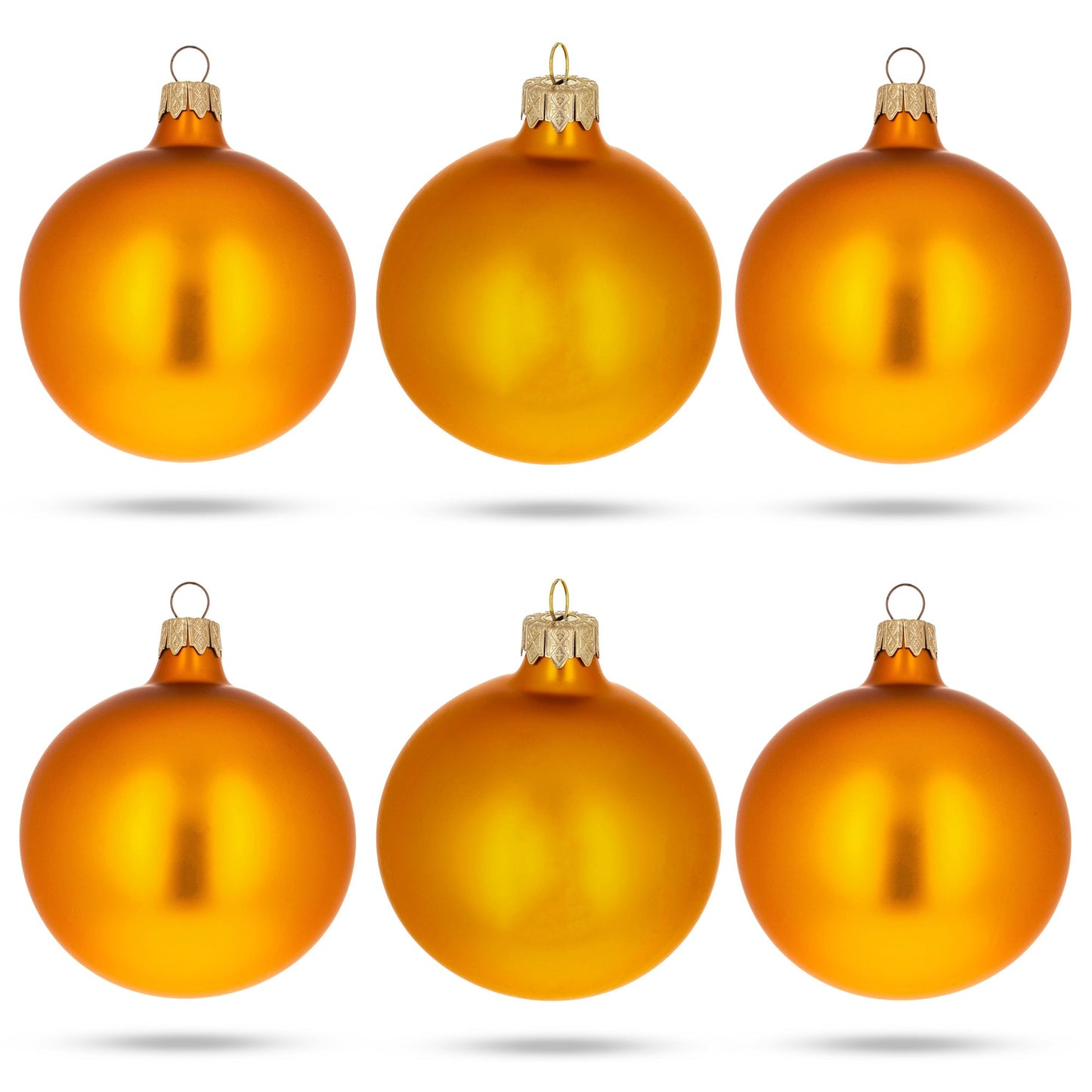 Set of 6 Matte Gold Glass Ball Christmas Ornaments 3.25 Inches