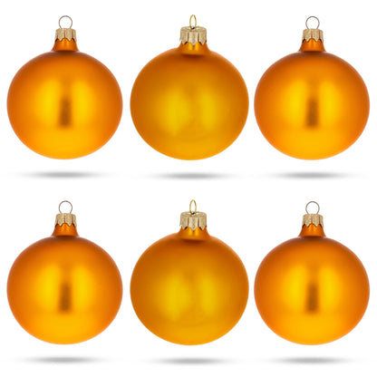 Set of 6 Matte Gold Glass Ball Christmas Ornaments 3.25 Inches