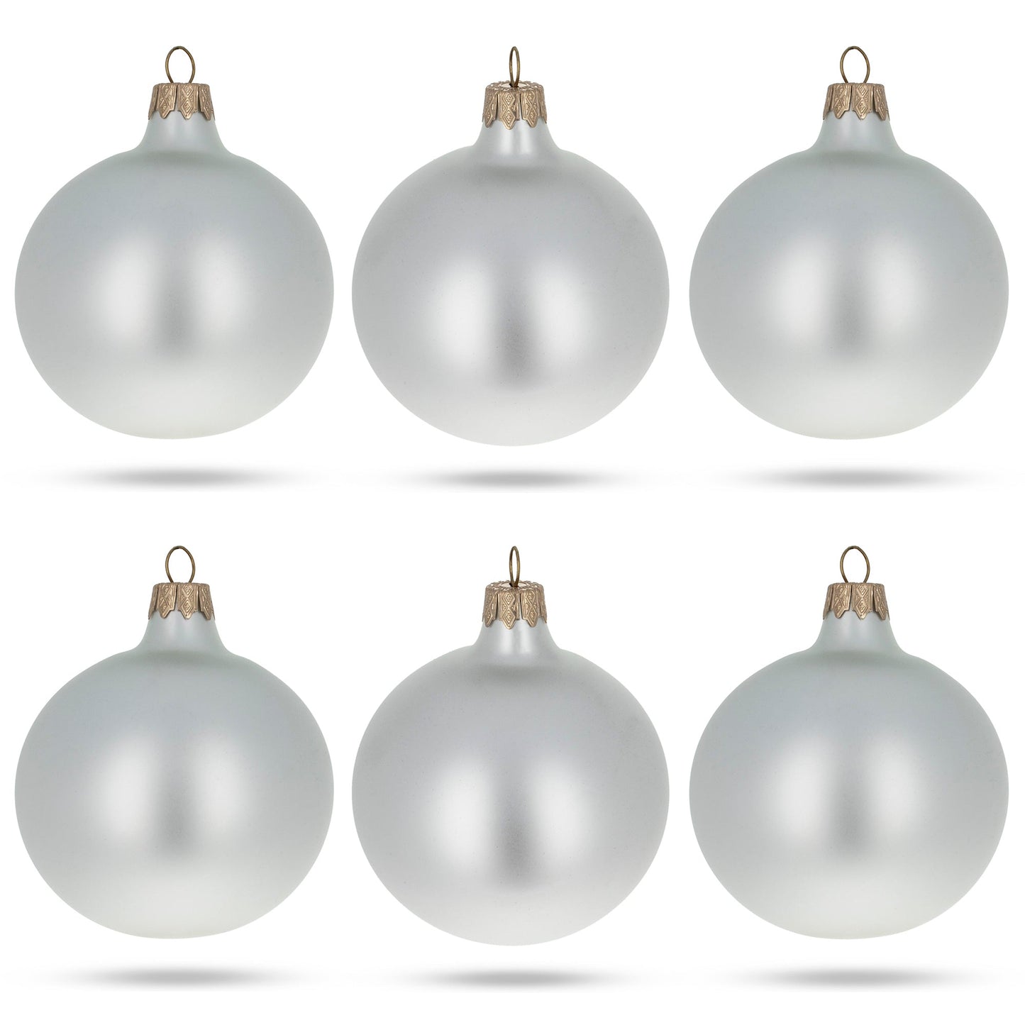 Set of 6 Matte White Glass Ball Christmas Ornaments 3.25 Inches