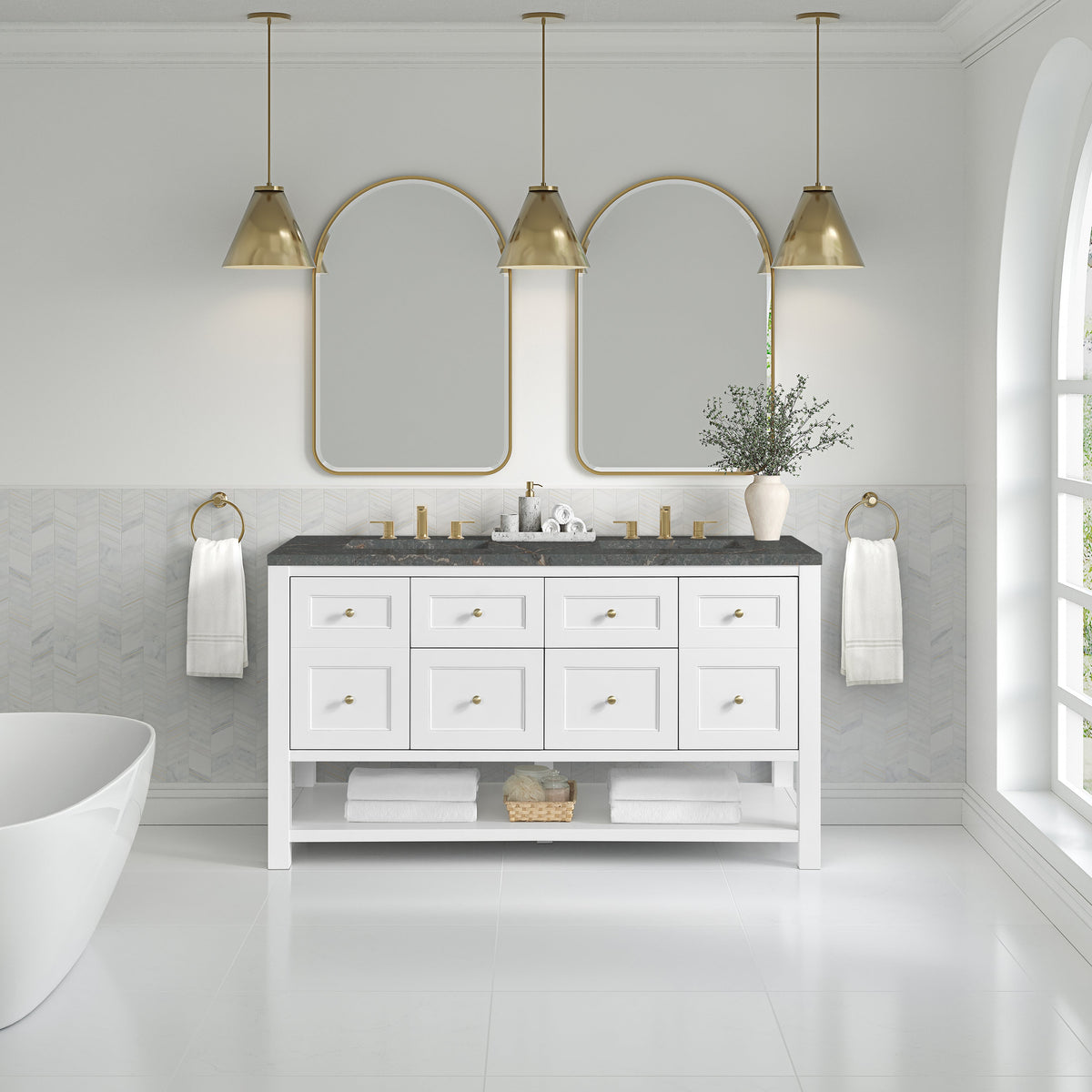 James Martin Breckenridge 60" Double Bathroom Vanity, Bright White