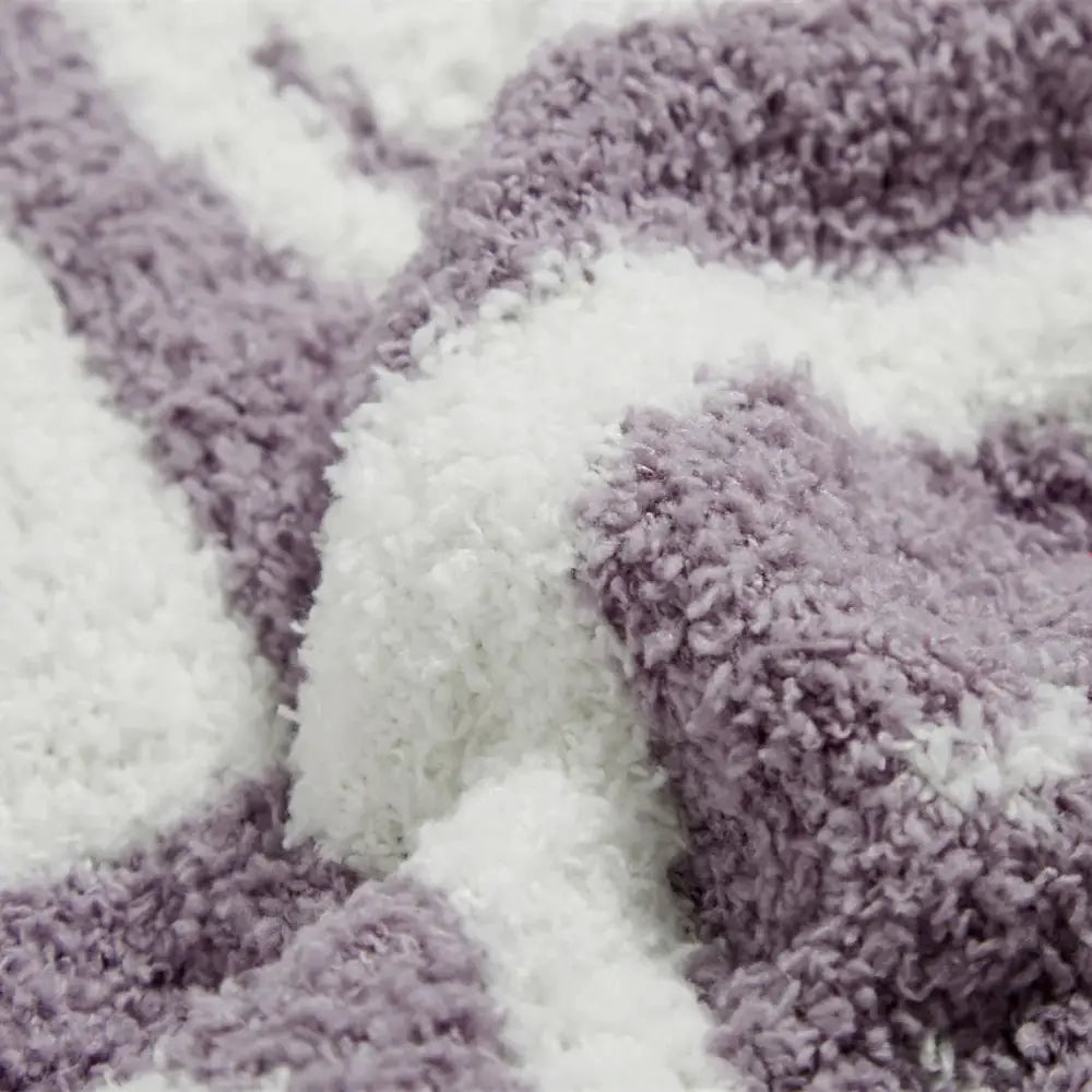 Knitted checkboard smile face gray & white blanket bedroom throw