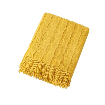 Knitted geometric throw blanket bedroom textured pastel softness