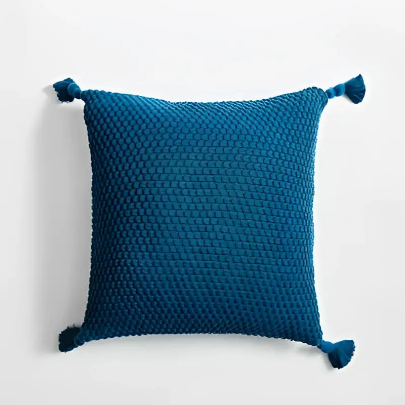 Knitted grey ivory geometric pillow cover set living room tassels