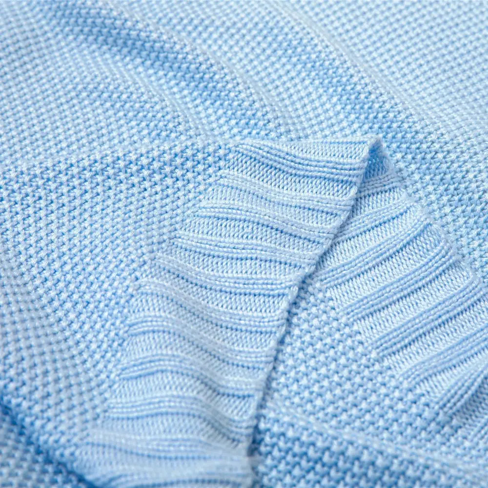 Knitted light blue bamboo baby blankets nursery breathable quilt