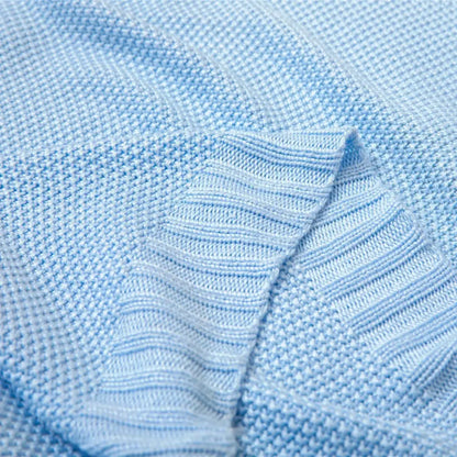 Knitted light blue bamboo baby blankets nursery breathable quilt