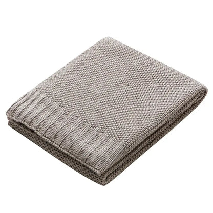 Knitted light blue bamboo baby blankets nursery breathable quilt