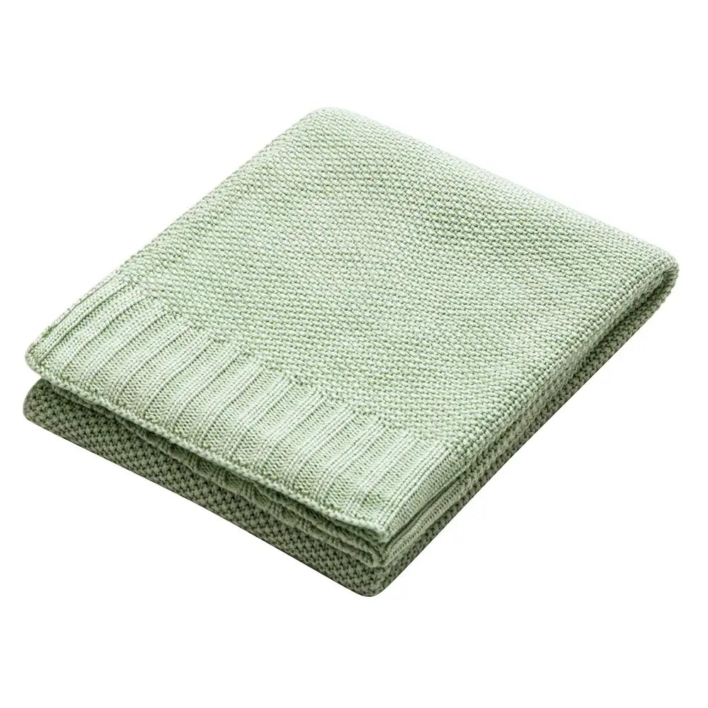 Knitted light blue bamboo baby blankets nursery breathable quilt