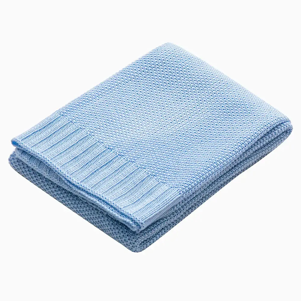 Knitted light blue bamboo baby blankets nursery breathable quilt