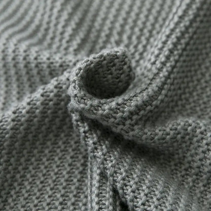 Knitted light blue bamboo cooling throw blanket – bedroom bedding