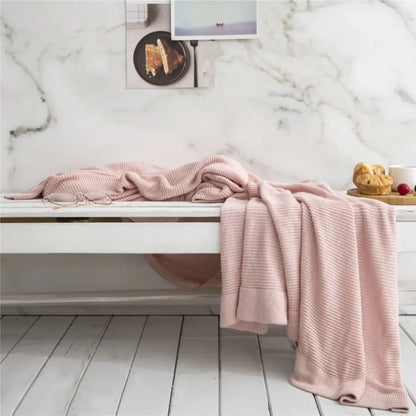 Knitted light blue bamboo cooling throw blanket – bedroom bedding