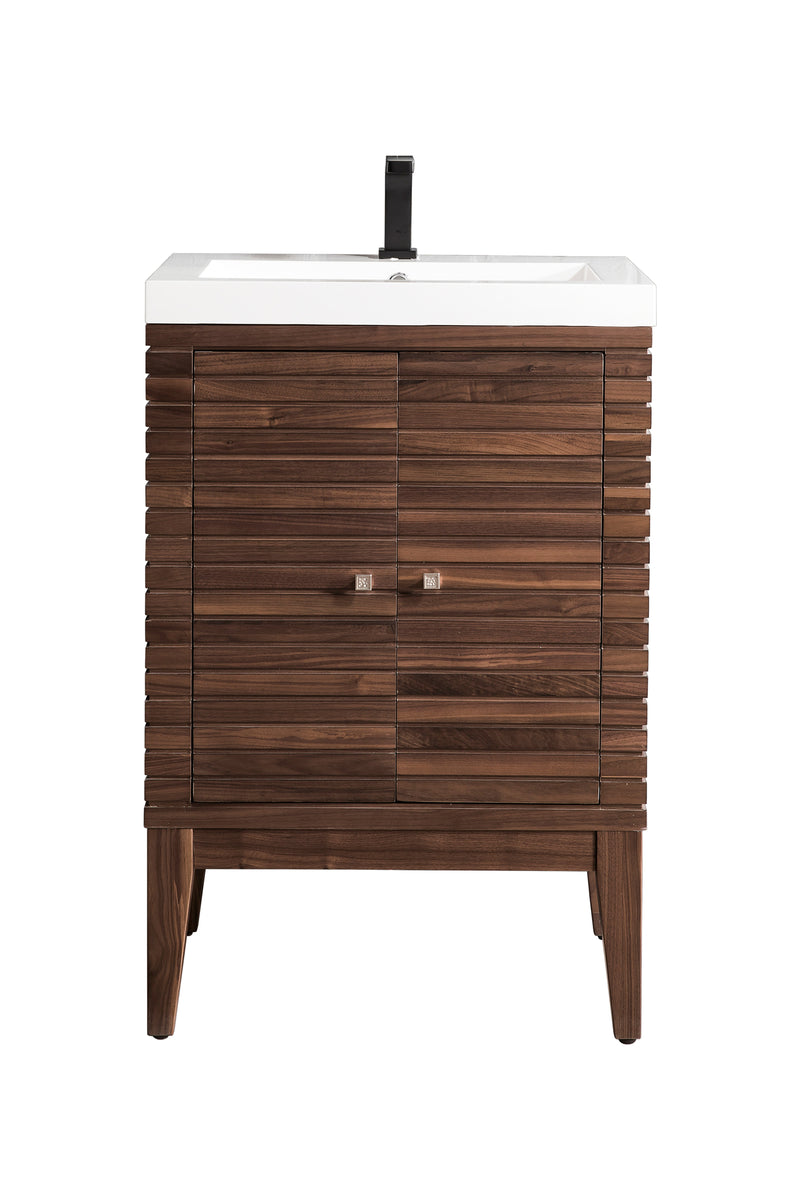 James Martin Linden 24" Dual Mount Single Bathroom Vanity, Mid-Century Walnut