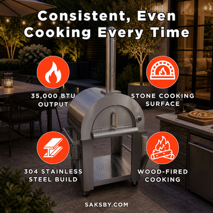 KoKoMo Grills Premium 32-Inch Stainless Steel Wood Fired Pizza Oven [KO-PIZZAOVEN] (SAK92618)