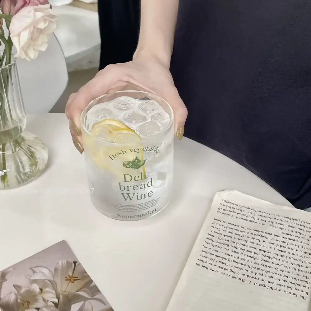 Korean frosted glass cups – kitchen fresh deli graphic tumbler