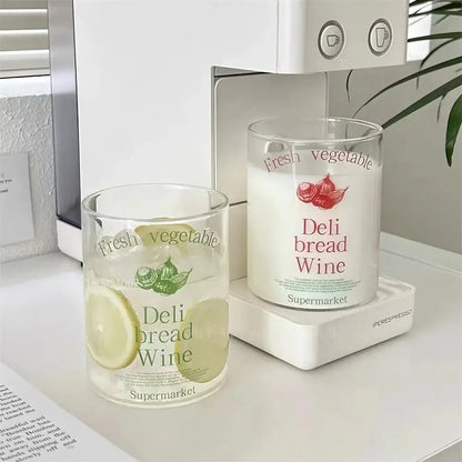Korean frosted glass cups – kitchen fresh deli graphic tumbler