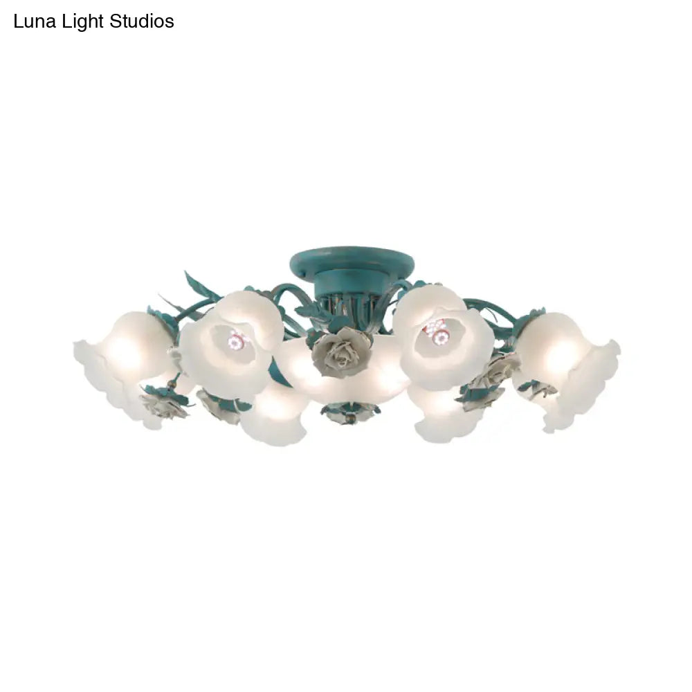 DecorBites™ Korean Garden Flower Frost Glass Ceiling Mounted Light for Bedroom