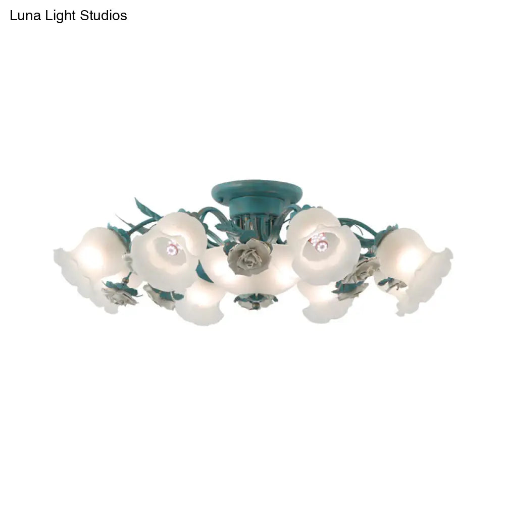 DecorBites™ Korean Garden Flower Frost Glass Ceiling Mounted Light for Bedroom