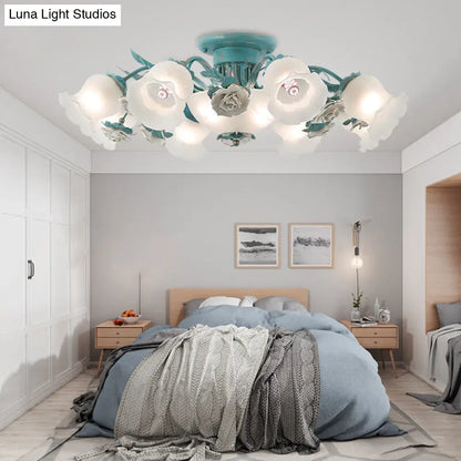 DecorBites™ Korean Garden Flower Frost Glass Ceiling Mounted Light for Bedroom