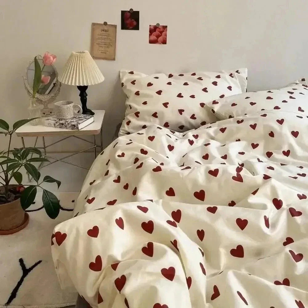 DecorBites™ Korean Style Heart Duvet Bedding Set - Twin to Queen Sizes