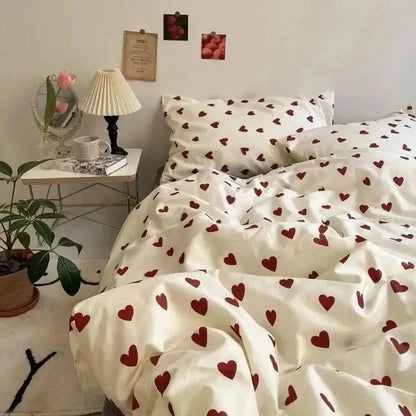 DecorBites™ Korean Style Heart Duvet Bedding Set - Twin to Queen Sizes