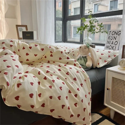 DecorBites™ Korean Style Heart Duvet Bedding Set - Twin to Queen Sizes