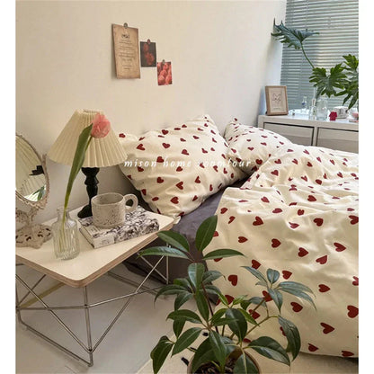 DecorBites™ Korean Style Heart Duvet Bedding Set - Twin to Queen Sizes
