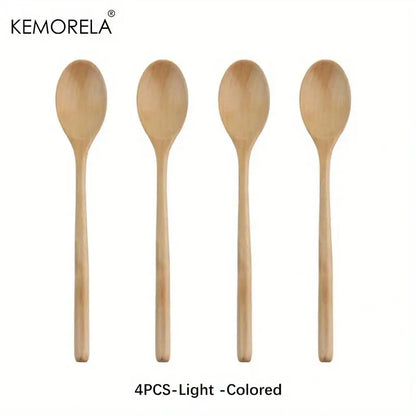 Korean style natural and dark brown wooden spoon set dining room