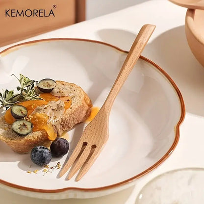 Korean style natural wooden fork and spoon set dining room tableware