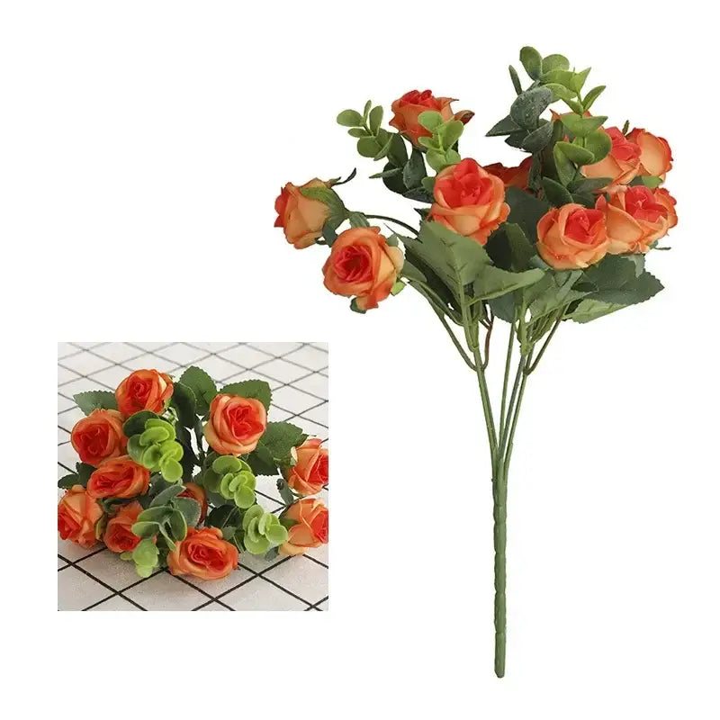 Korean style pink & white artificial roses bouquet living room decor