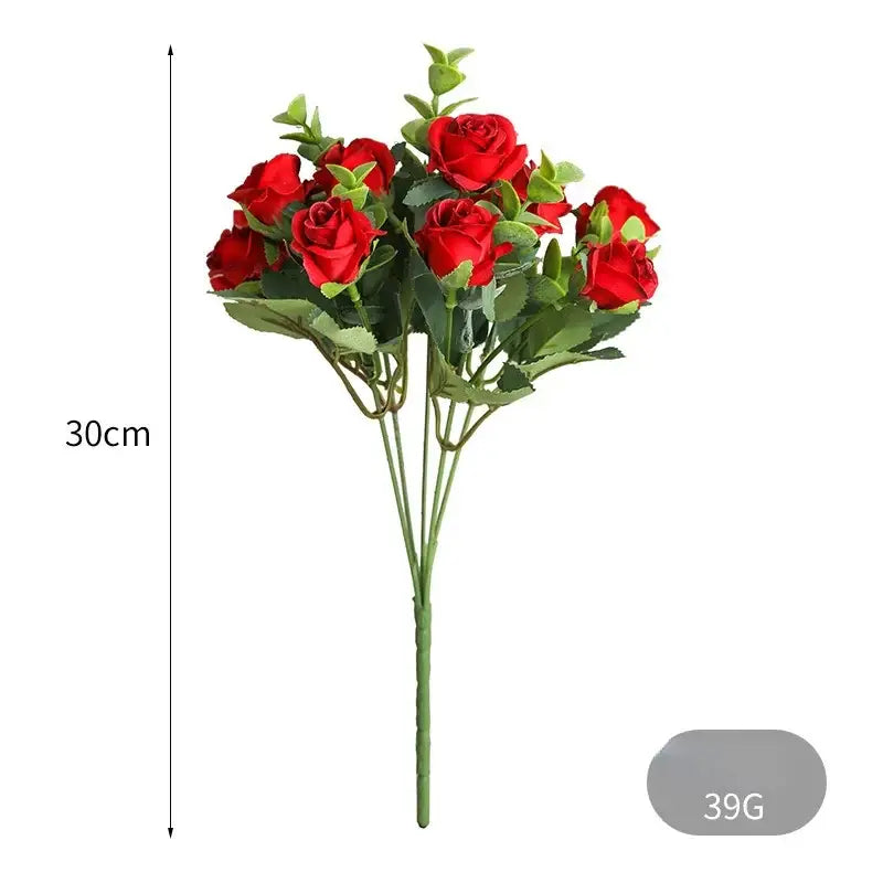 Korean style pink & white artificial roses bouquet living room decor