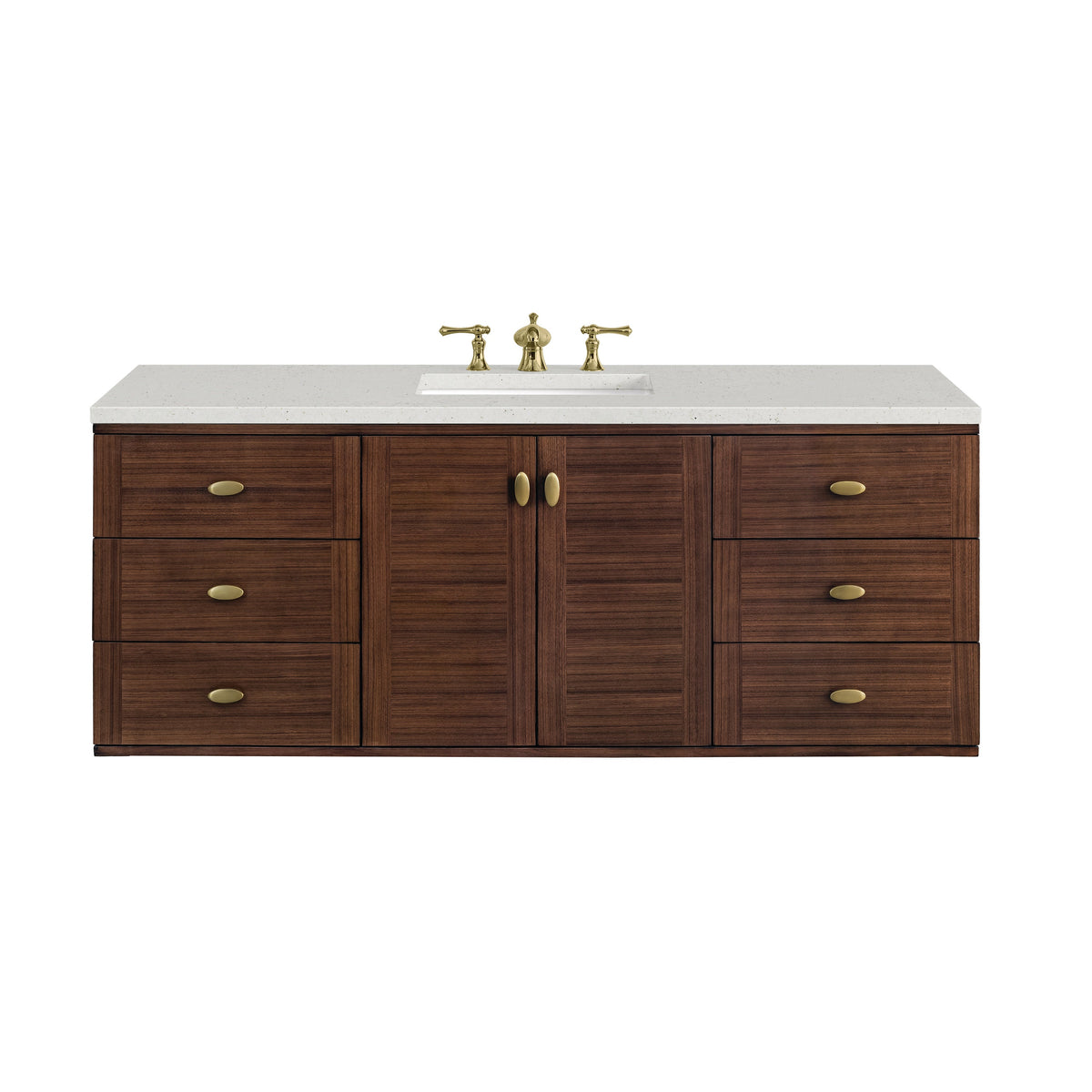James Martin Amberly 60" Dual Mount Single Bathroom Vanity, Mid-Century Walnut