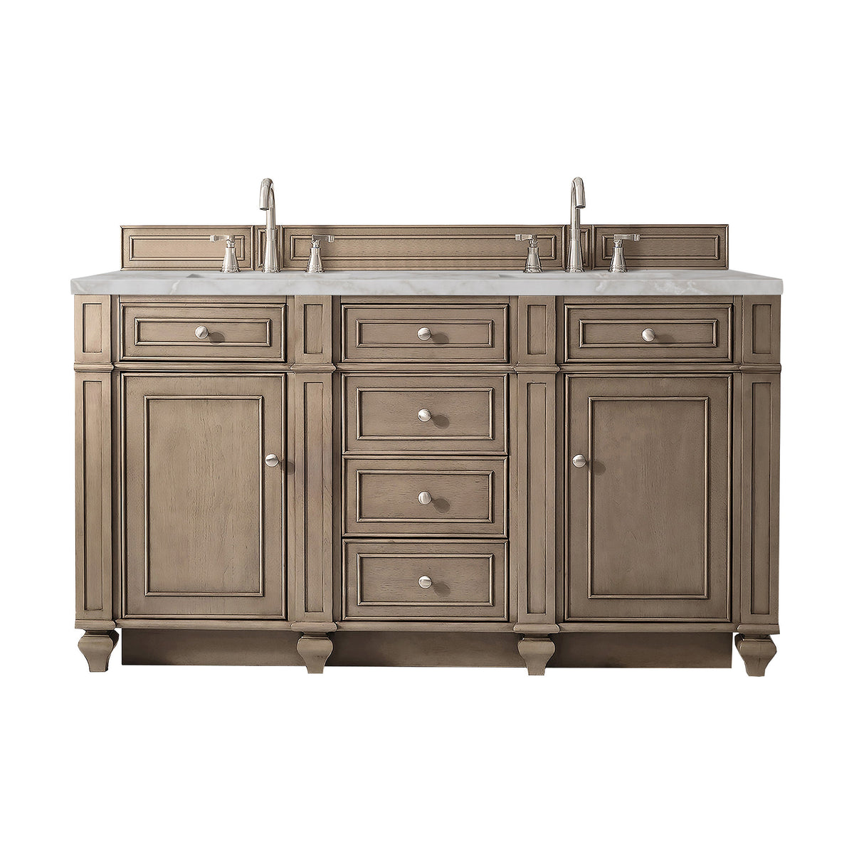 James Martin Bristol 60" Double Bathroom Vanity, Whitewashed Walnut