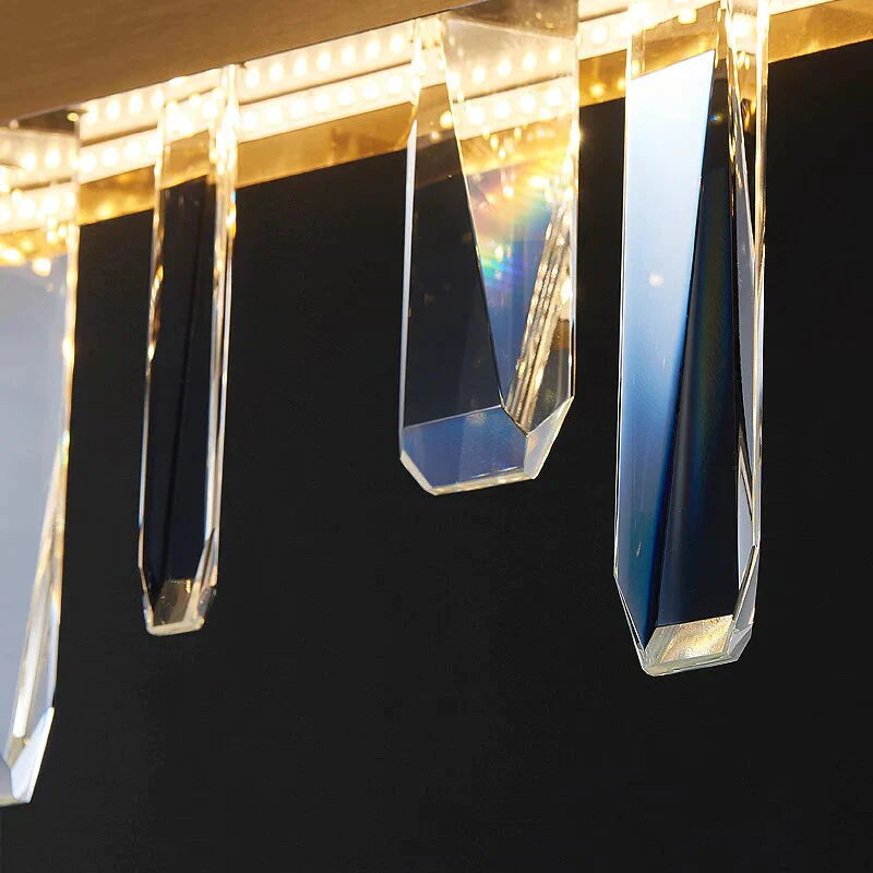 DecorBites™ Kyala - Modern Rectangle Gold  Crystal Chandelier