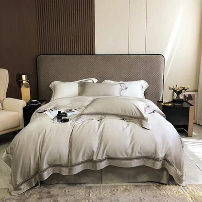 Lace trim eucalyptus lyocell luxury bedding set bedroom white satin