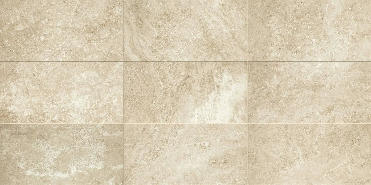 Trail Cross Cut Beige Mosaic B Travertine Look Porcelain Mosaics 12x12