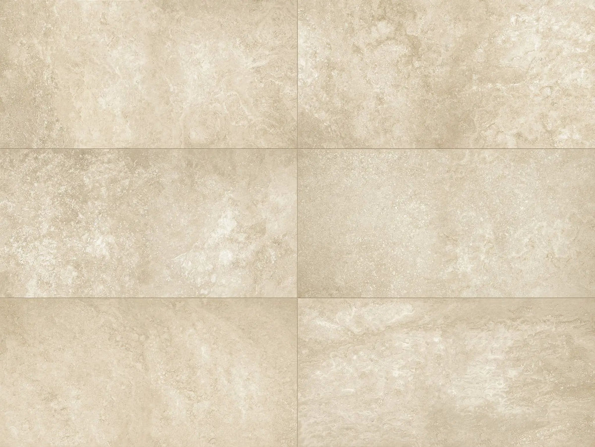 Frontier20 Travertine Select Cross Cut Beige Cover Look Porcelain Moldings 12x24