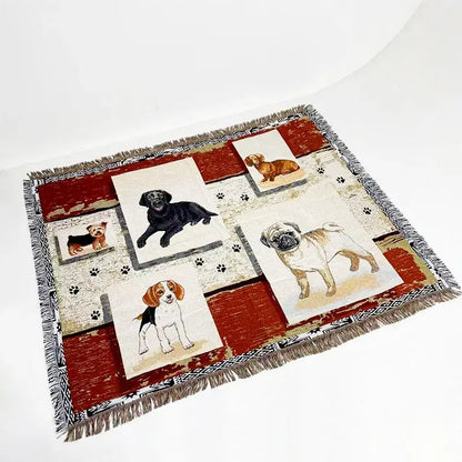 Landscape fringed jacquard sofa blanket living room throw