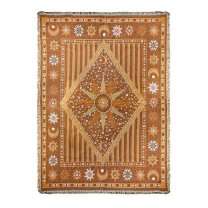 Landscape fringed jacquard sofa blanket living room throw