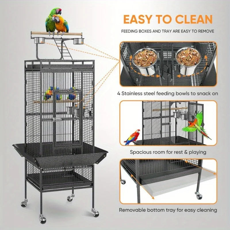 DecorBites™ Large 61" Bird Cage - Non-Toxic Steel, Easy Assembly