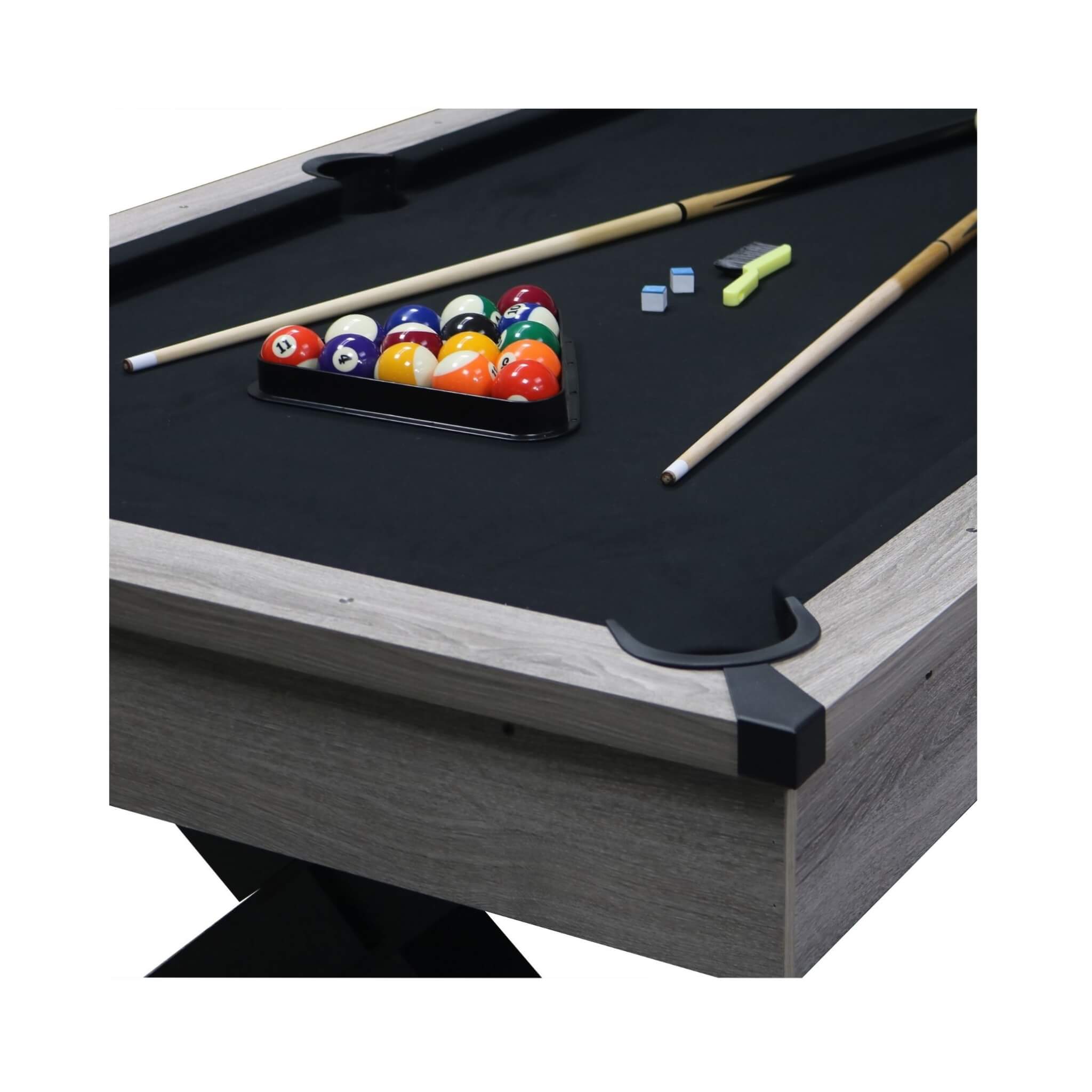 Large 84-Inch Rustic Gray Pool Table With Cues, Balls And X-Legs (SAK5 ...