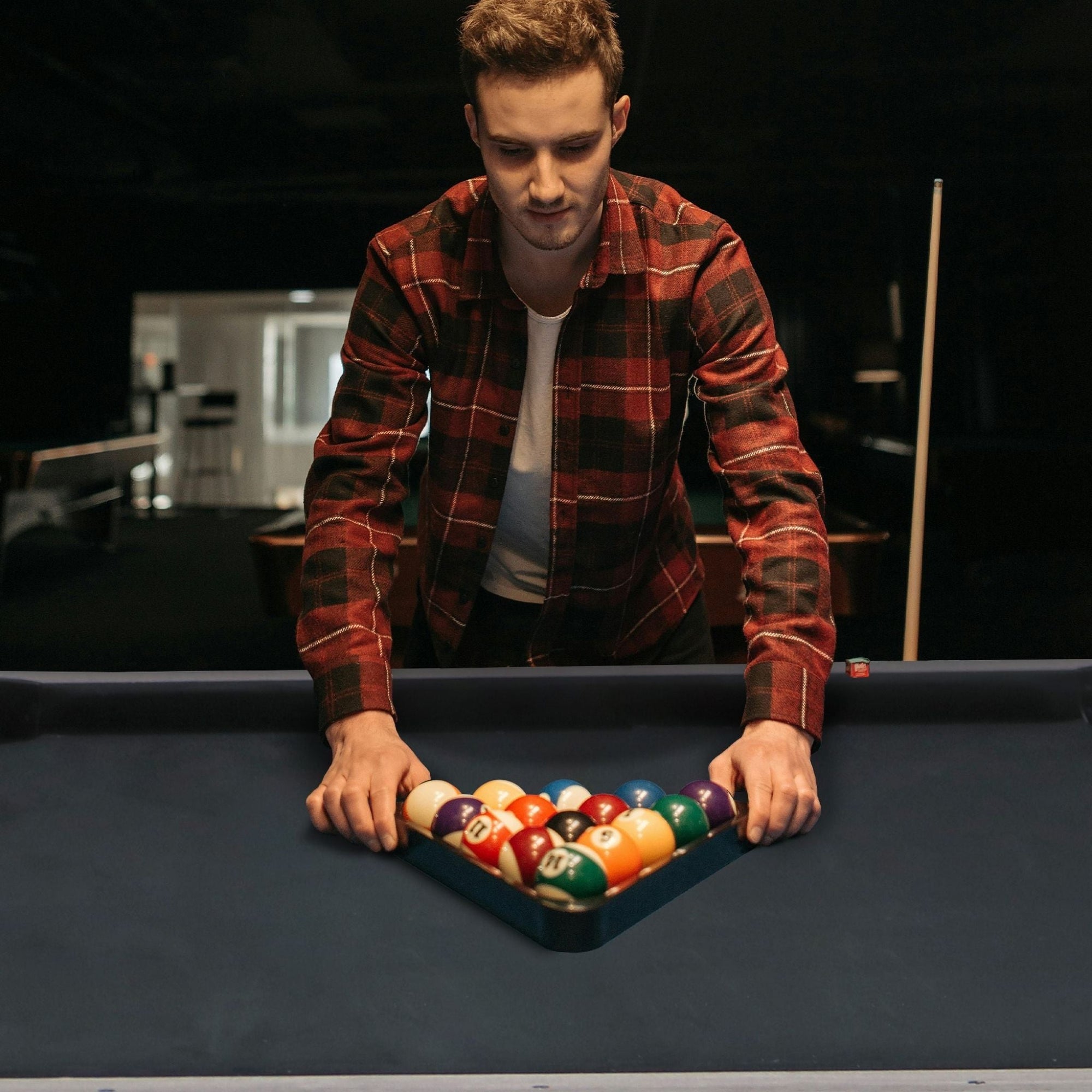 Large 84-Inch Rustic Gray Pool Table With Cues, Balls And X-Legs (SAK5 ...