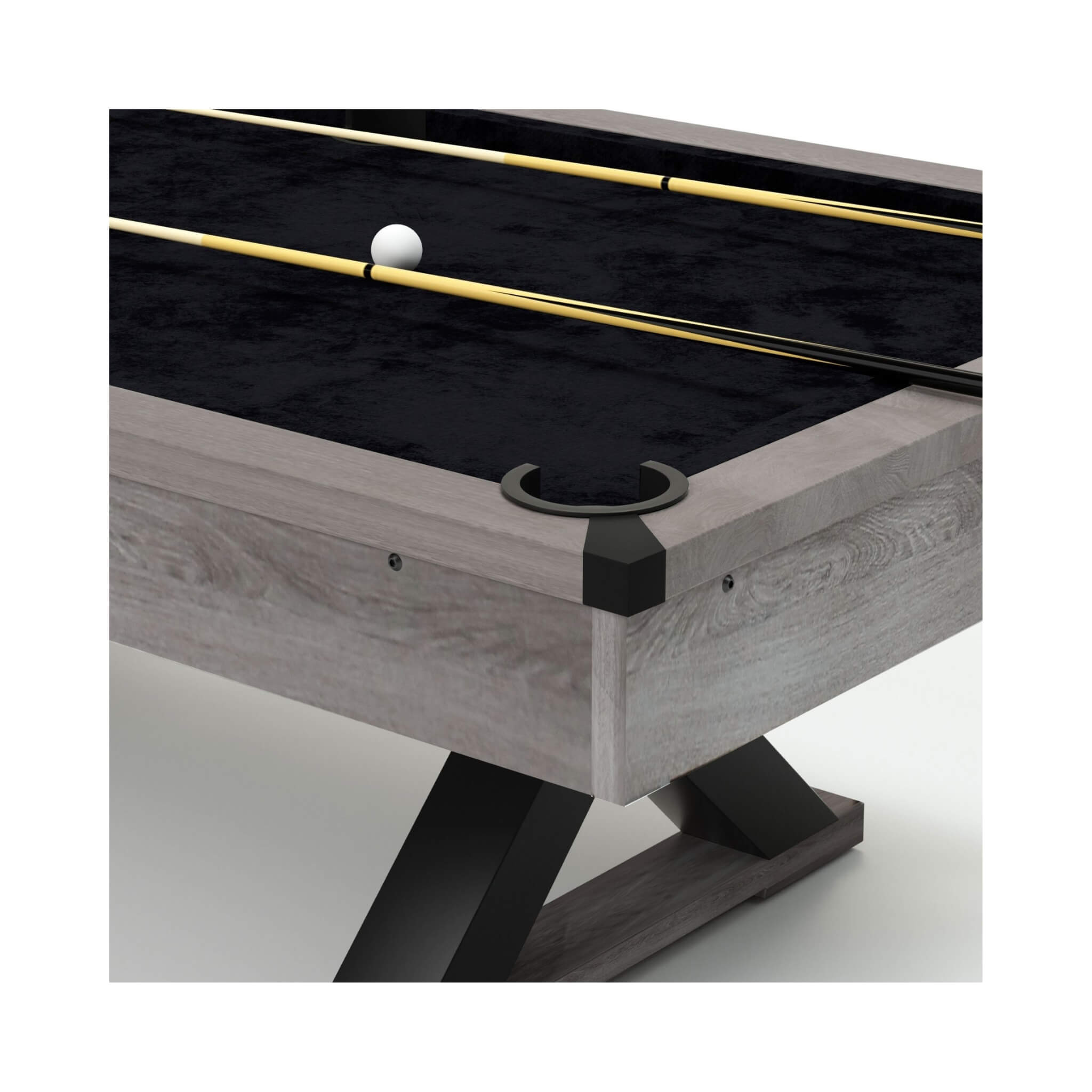 Large 84-Inch Rustic Gray Pool Table With Cues, Balls And X-Legs (SAK5 ...