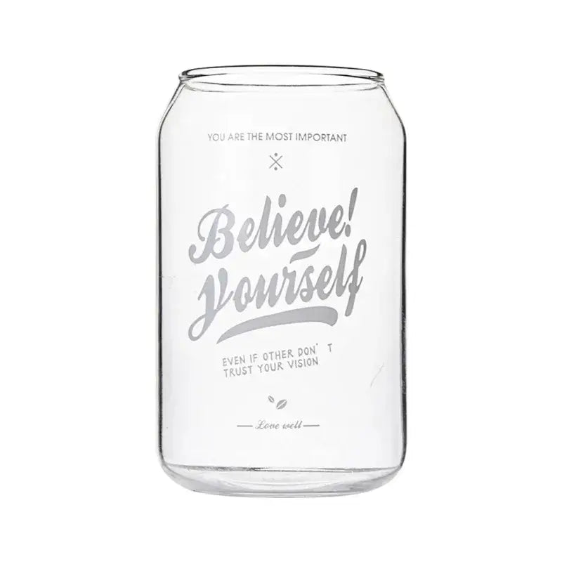 Large can shape beer glass cup with metal straw for dining room