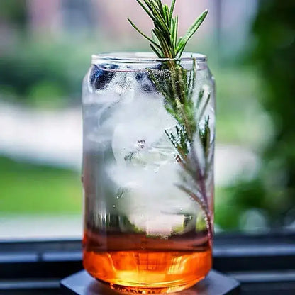 Large can shape beer glass cup with metal straw for dining room