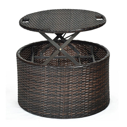 Alora Large Outdoor Patio Rattan Daybed Sofa W/ Adjustable Table Top, Canopy & 3 Pillows, 76" (SAK91254)
