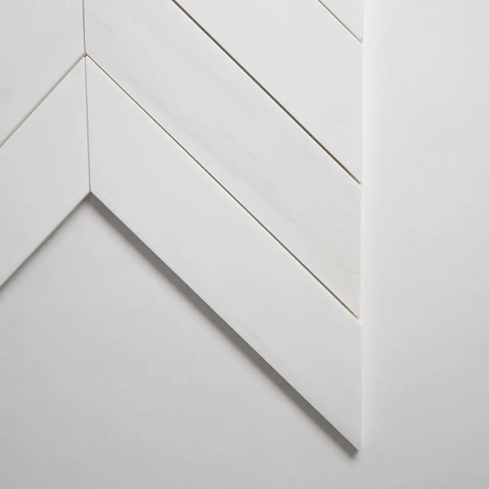 Large Trapeze Bianco Dolomiti Honed Marble Waterjet Decos 13 7/16x13 7/16