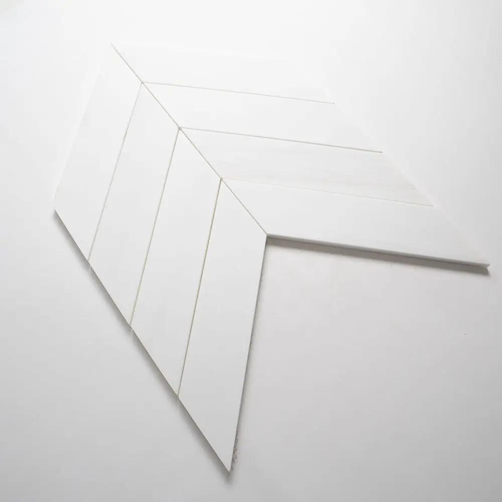 Large Trapeze Bianco Dolomiti Honed Marble Waterjet Decos 13 7/16x13 7/16