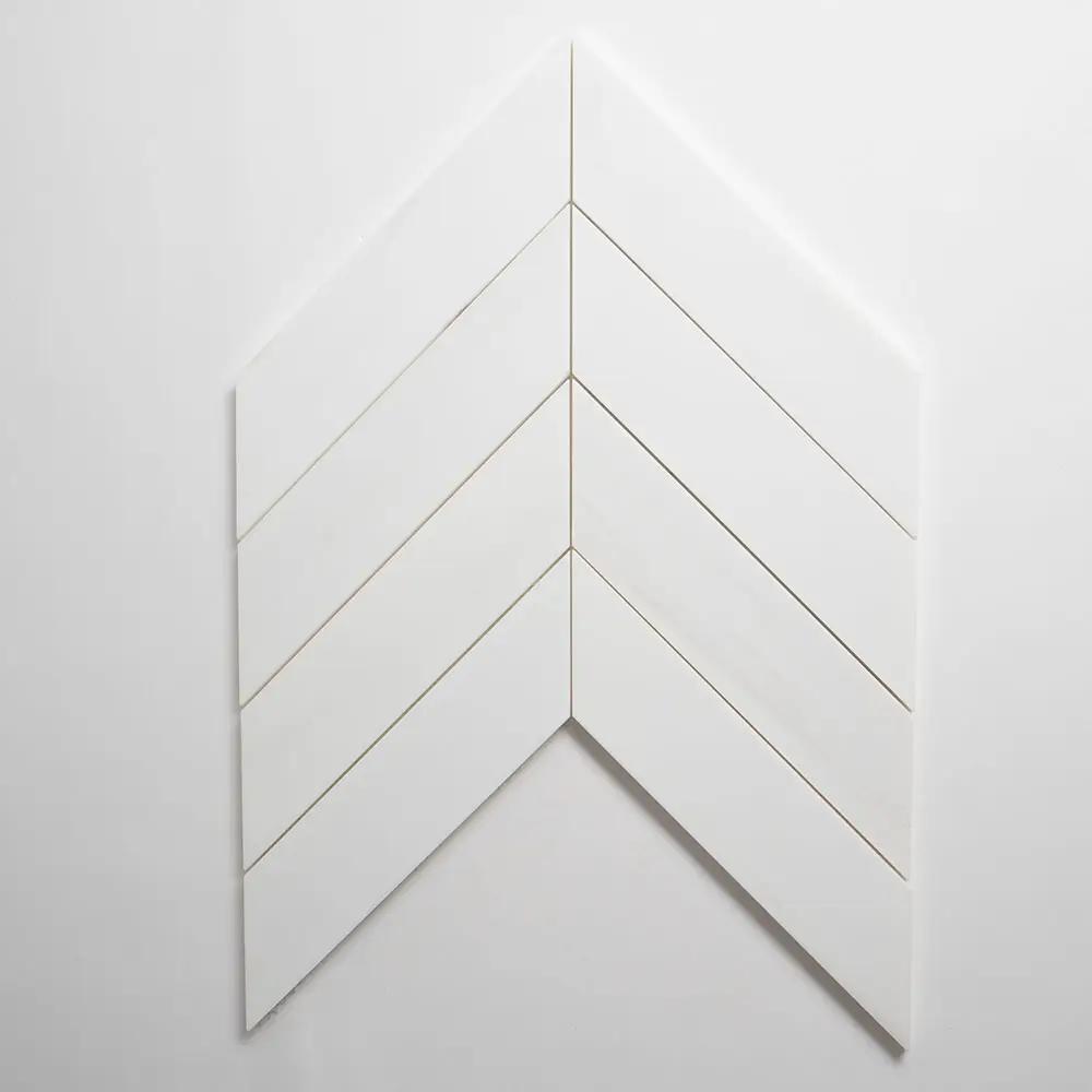 Large Trapeze Bianco Dolomiti Honed Marble Waterjet Decos 13 7/16x13 7/16