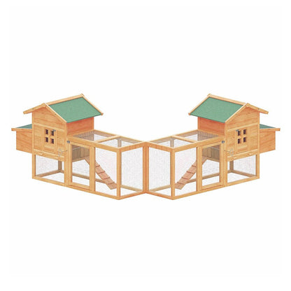 Large 160-Inch Wooden Backyard Hen Chicken Coop Enclosure W/ Nest Box & Run (SAK96451)