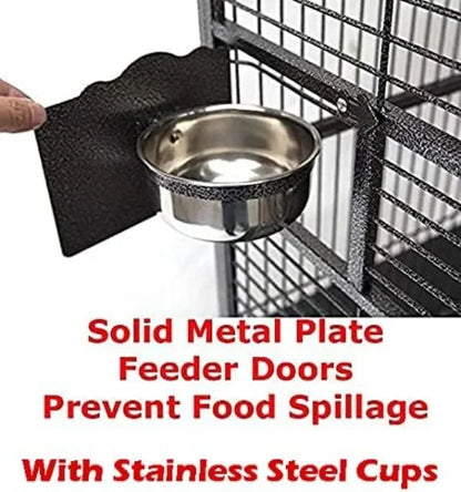 DecorBites™ Large Wrought Iron Parrot Cage with Rolling Base